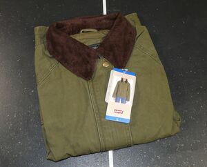 Levi's Canvas Trucker Jacket Tan / Green Women's Large Zip Snap 100% Cotton NWT